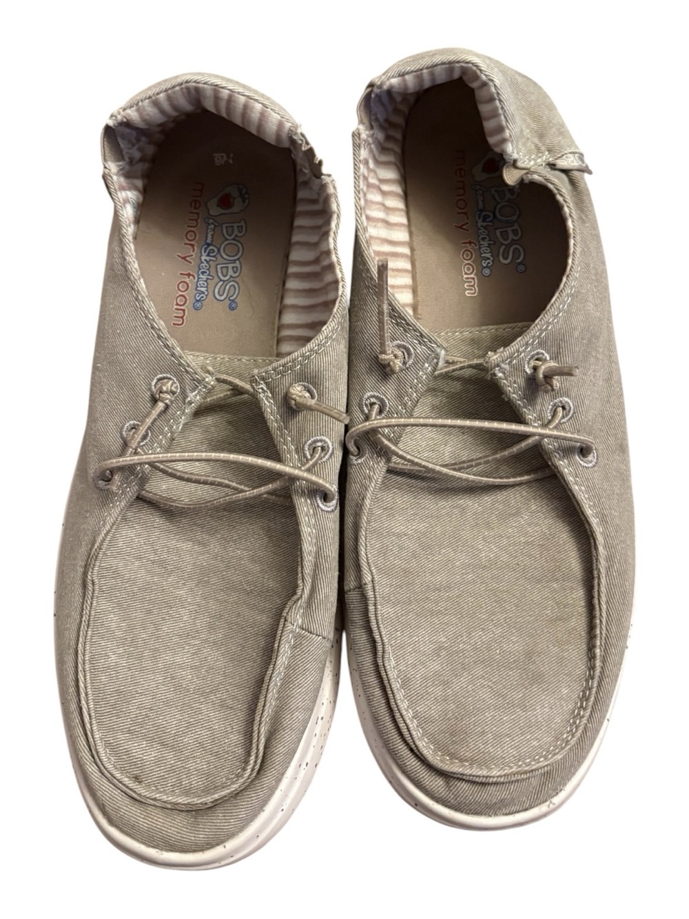 Women’s Bobs from Sketchers Memory Foam Shoes - Taupe- Size 8